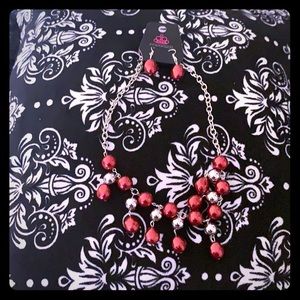 Red necklace and earring set